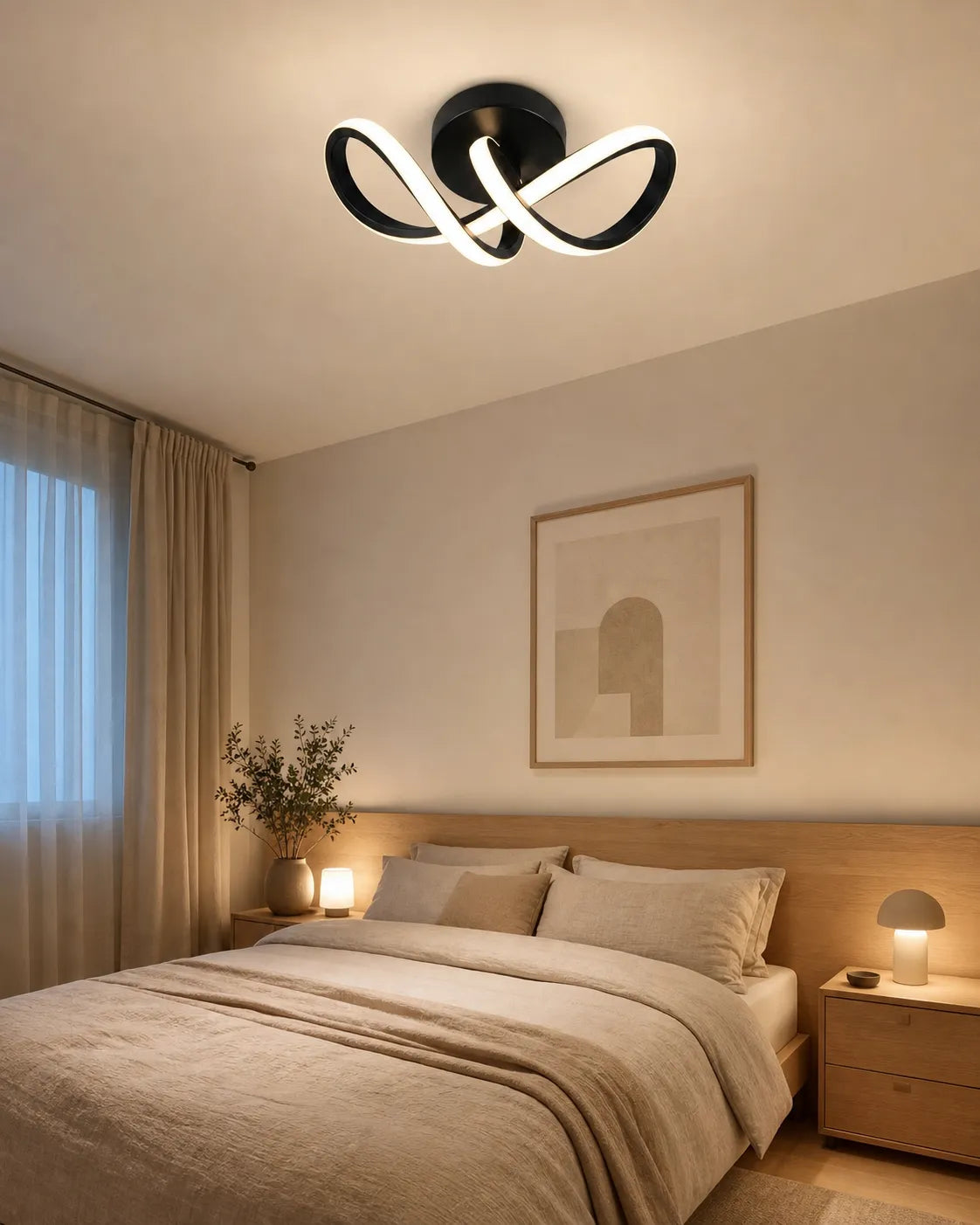 Plafonnier LED en contexte chambre