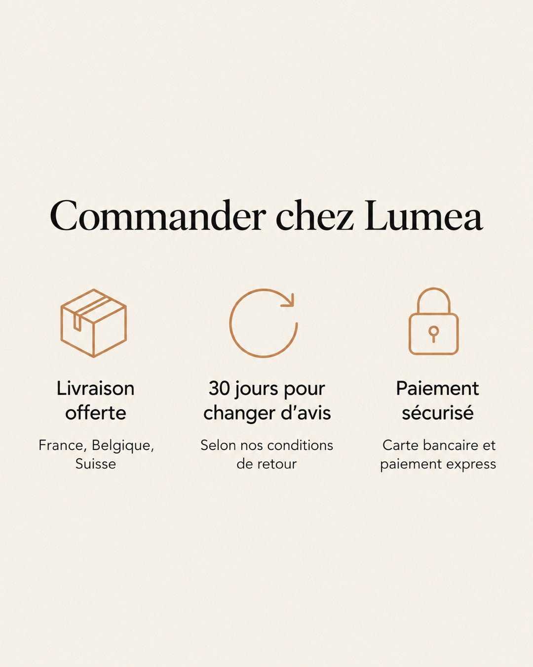 Livraison offerte, 30 jours pour changer d'avis, paiement sécurisé
