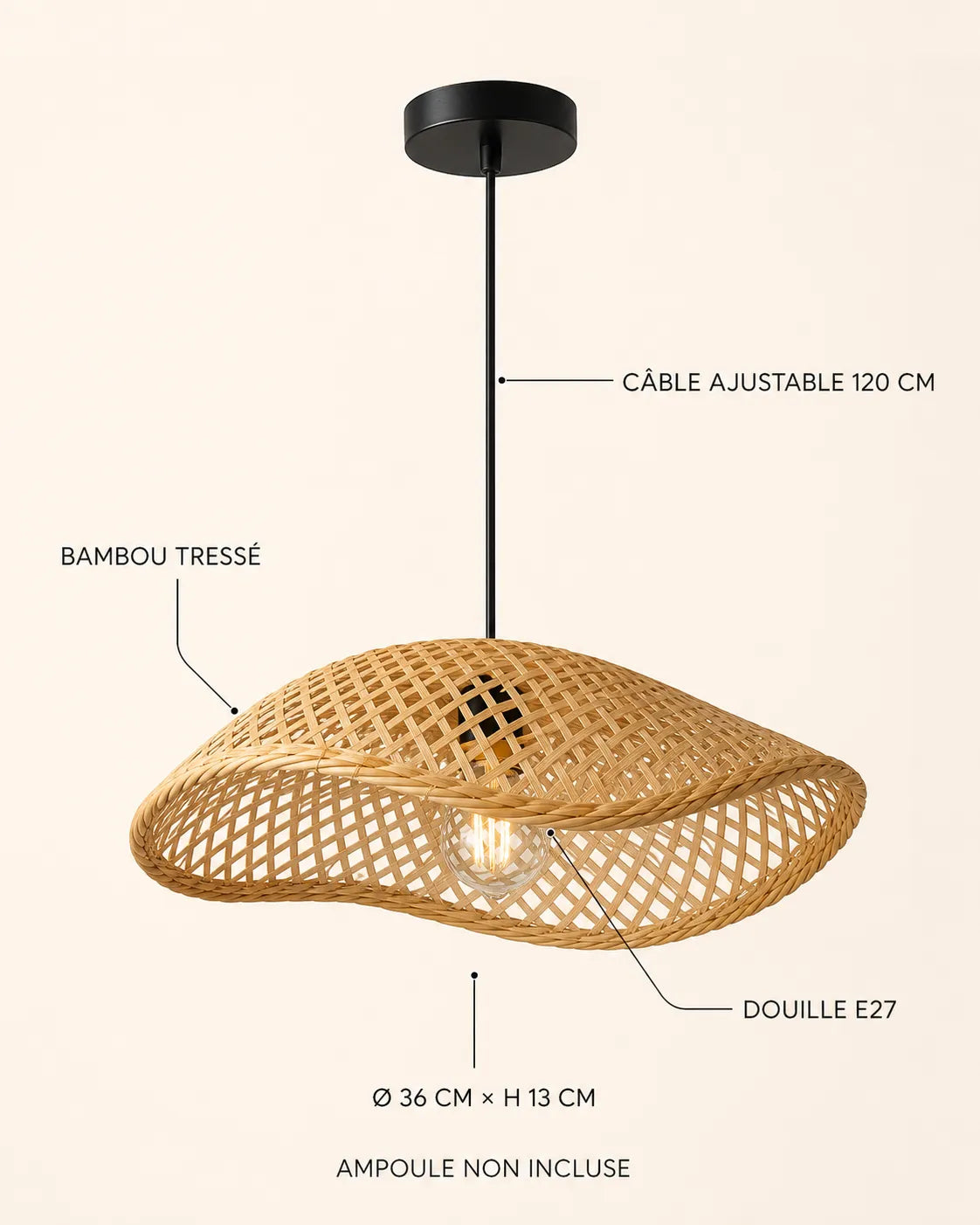 Infographie specifications suspension bambou
