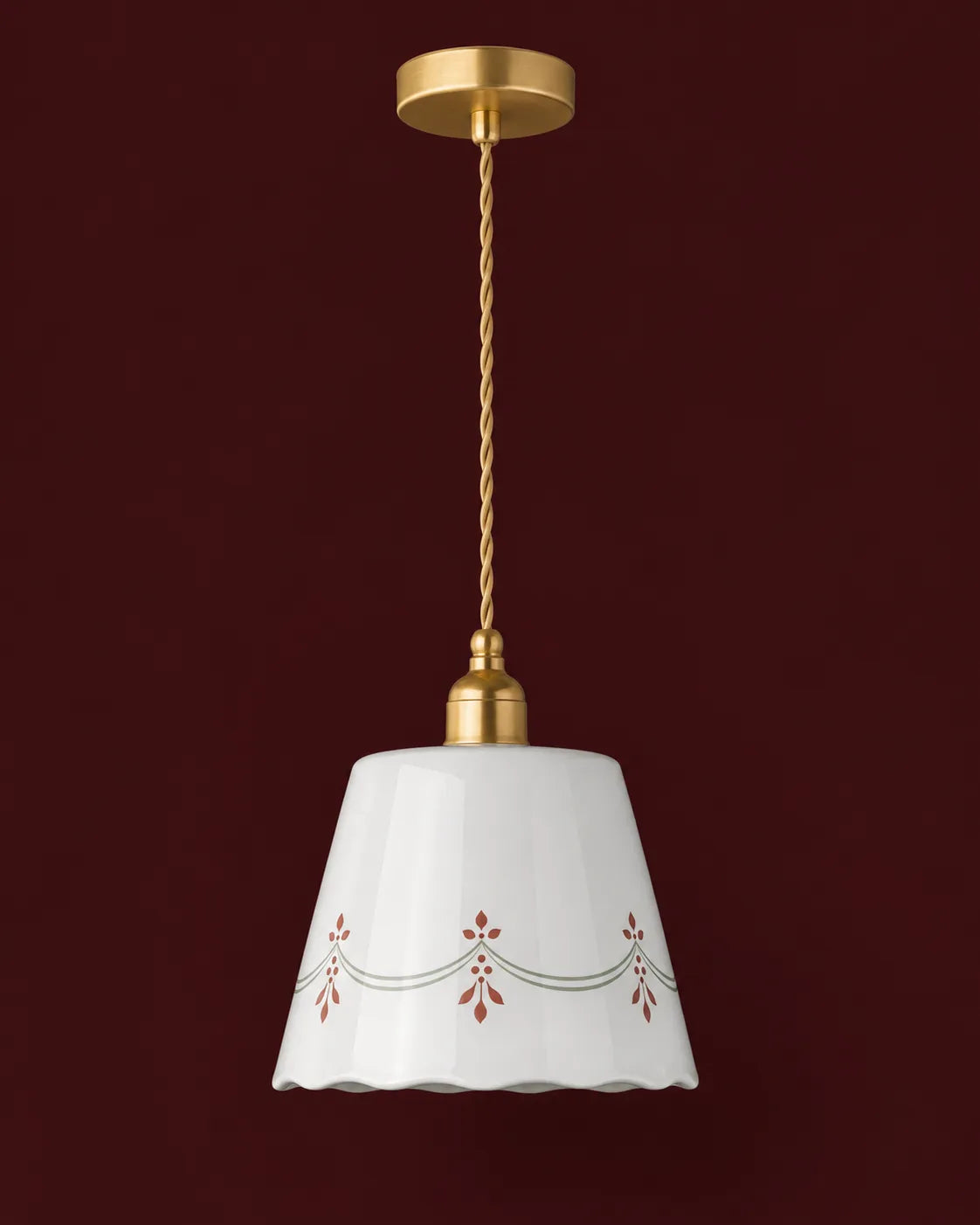 Suspension ceramique, packshot detail motifs floraux