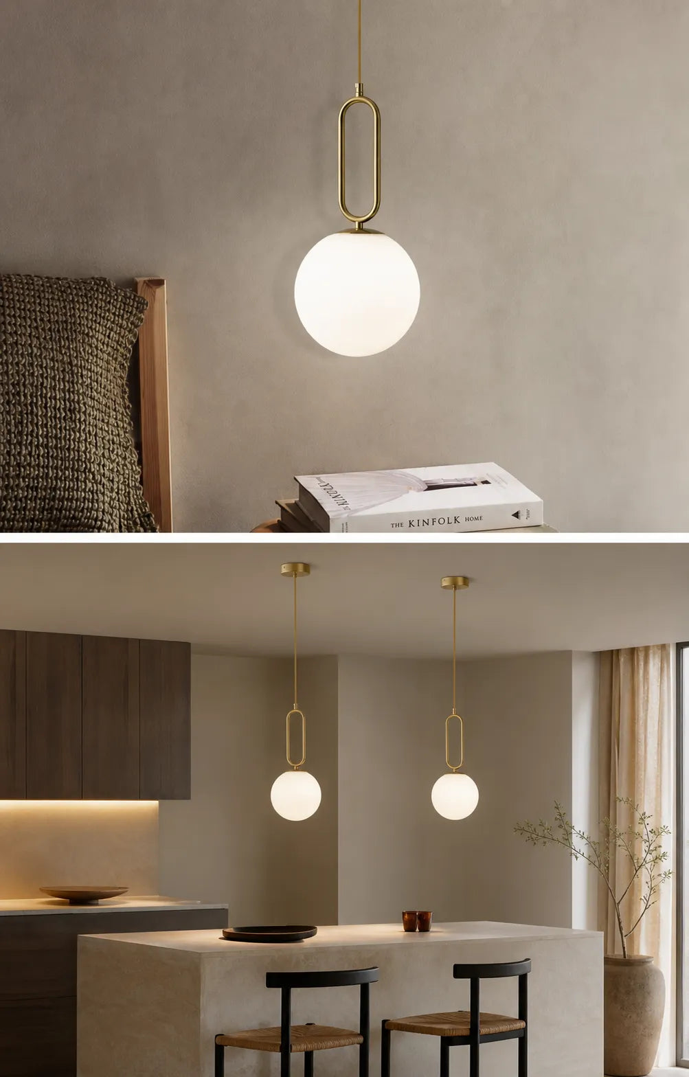 Suspension globe opale en contexte