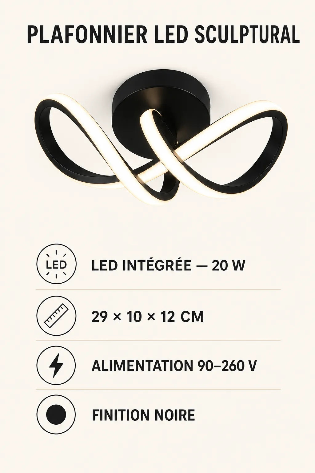 Infographie specifications plafonnier LED