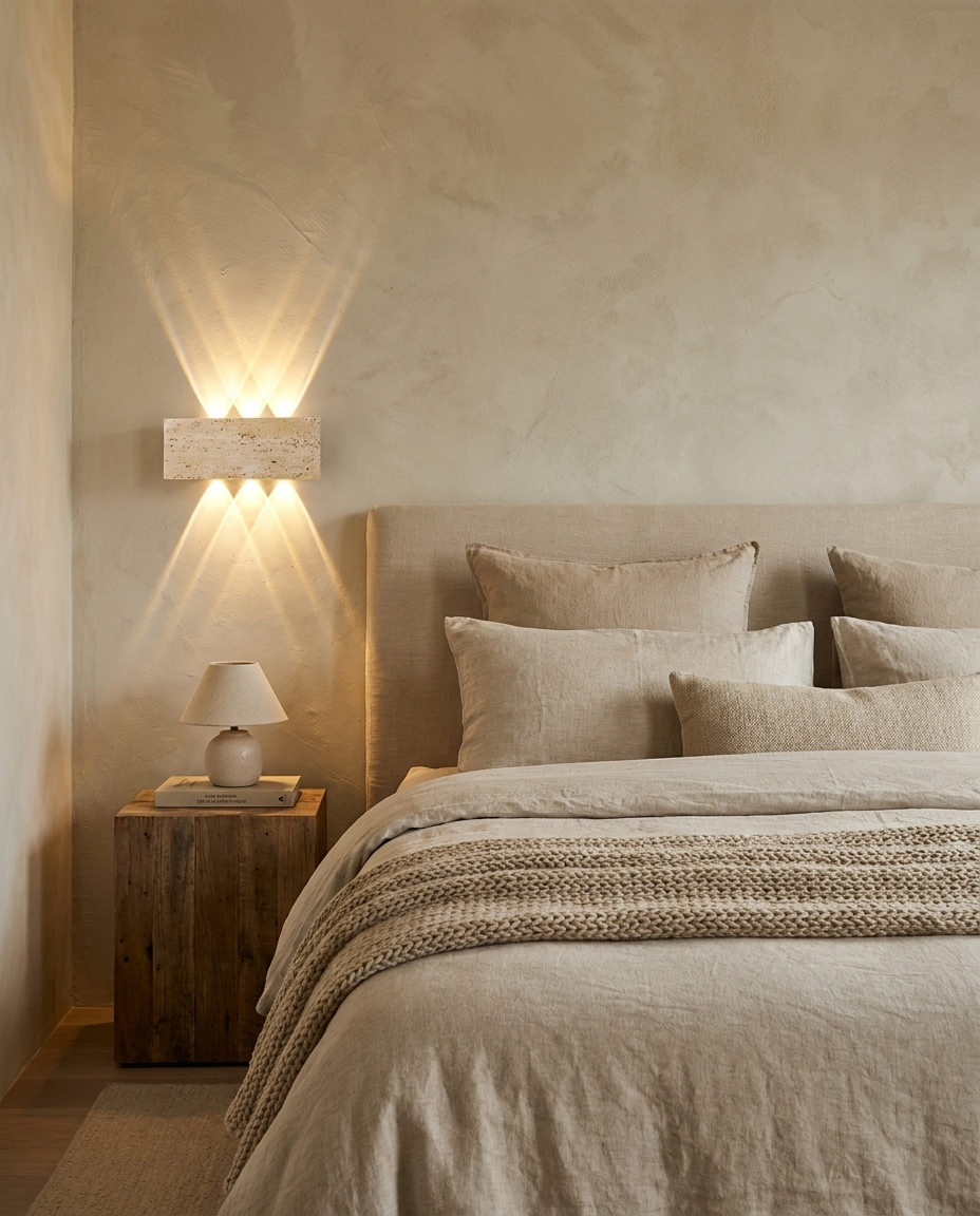 Applique travertin dans une chambre boutique