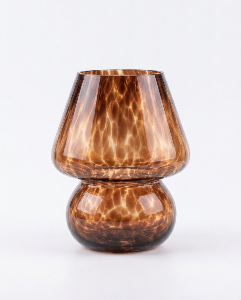 Lampe mushroom verre sur fond neutre