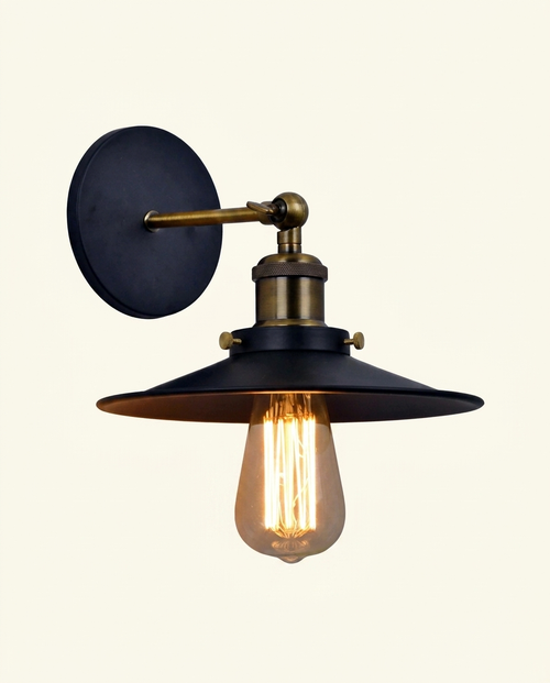 Applique industrielle metal noir fond neutre