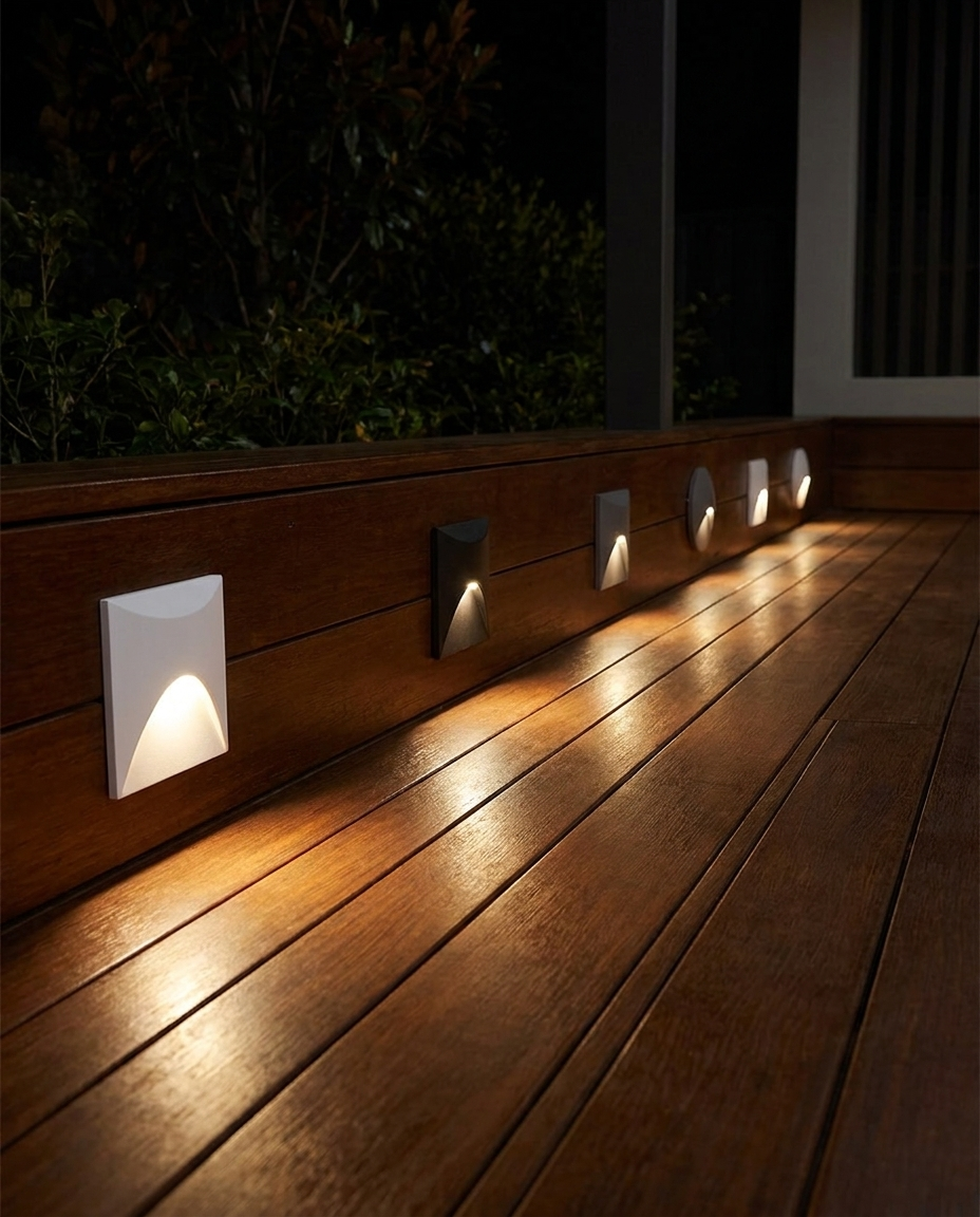 Spots encastrables allumes balisage couloir nuit