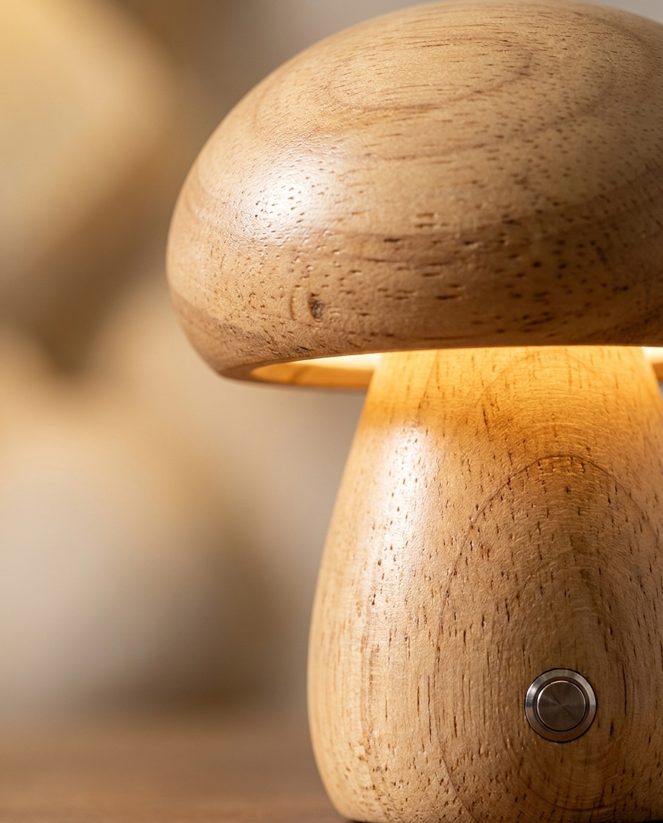Detail grain bois naturel lampe champignon
