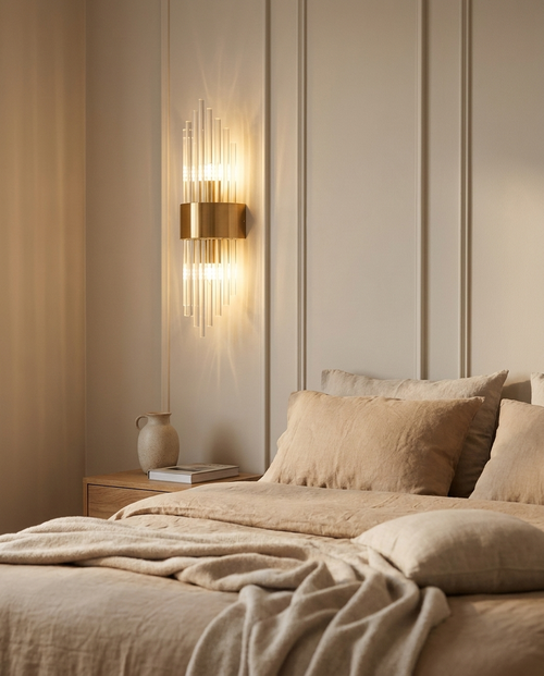 Applique murale cristal tiges de verre design contemporain salon