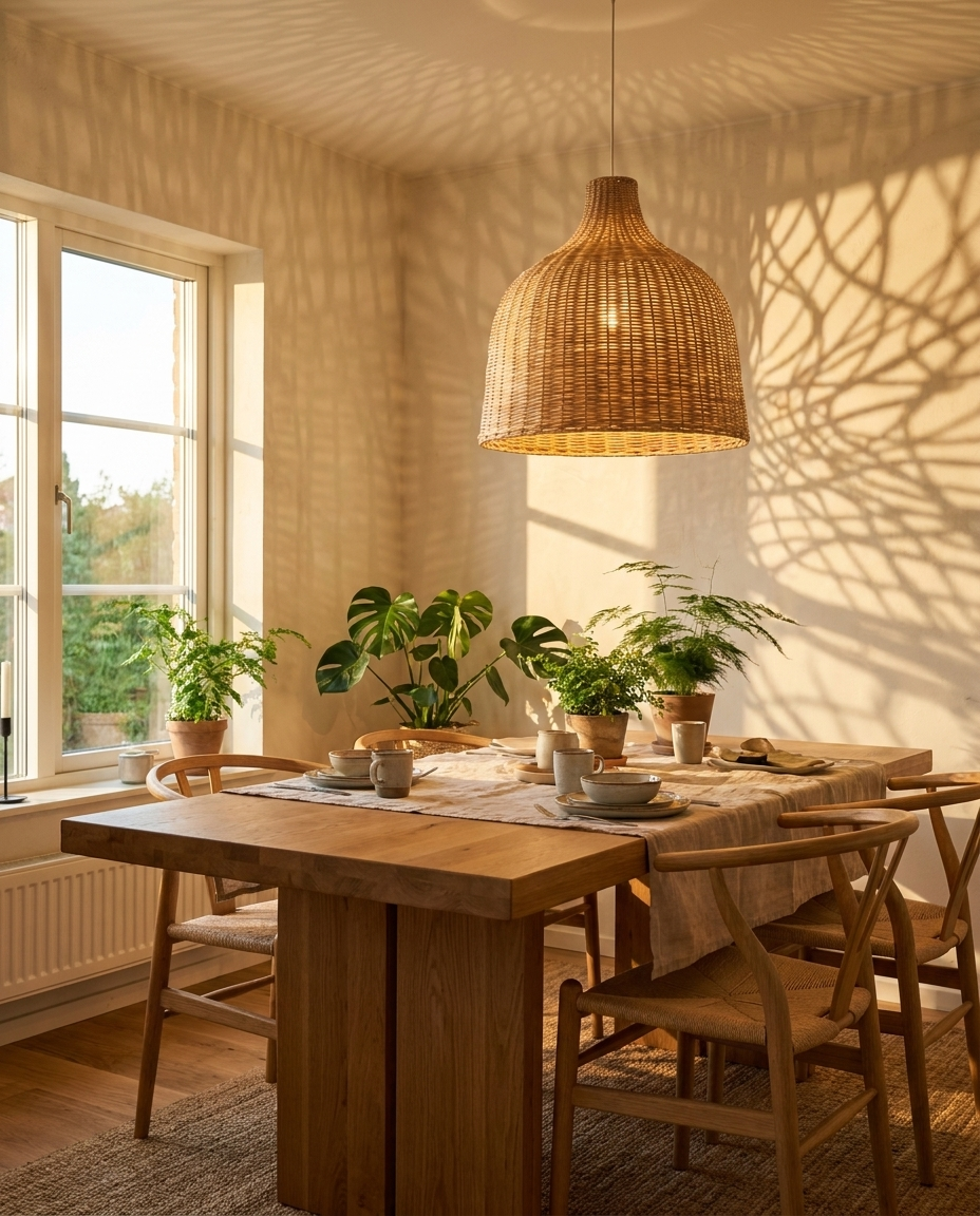 Suspension bambou tresse luminaire rotin artisanal salon boheme
