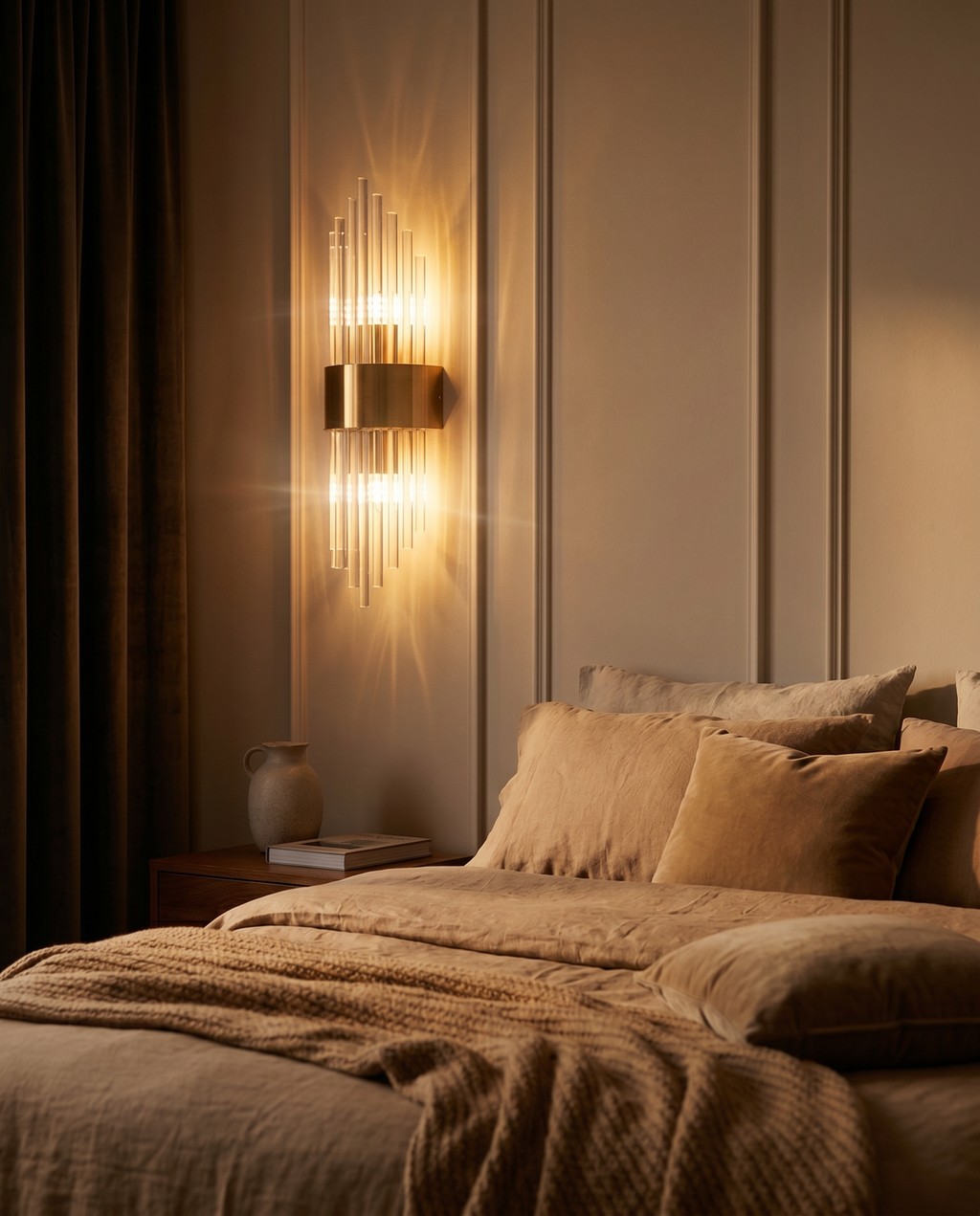 Applique cristal dans une chambre elegante