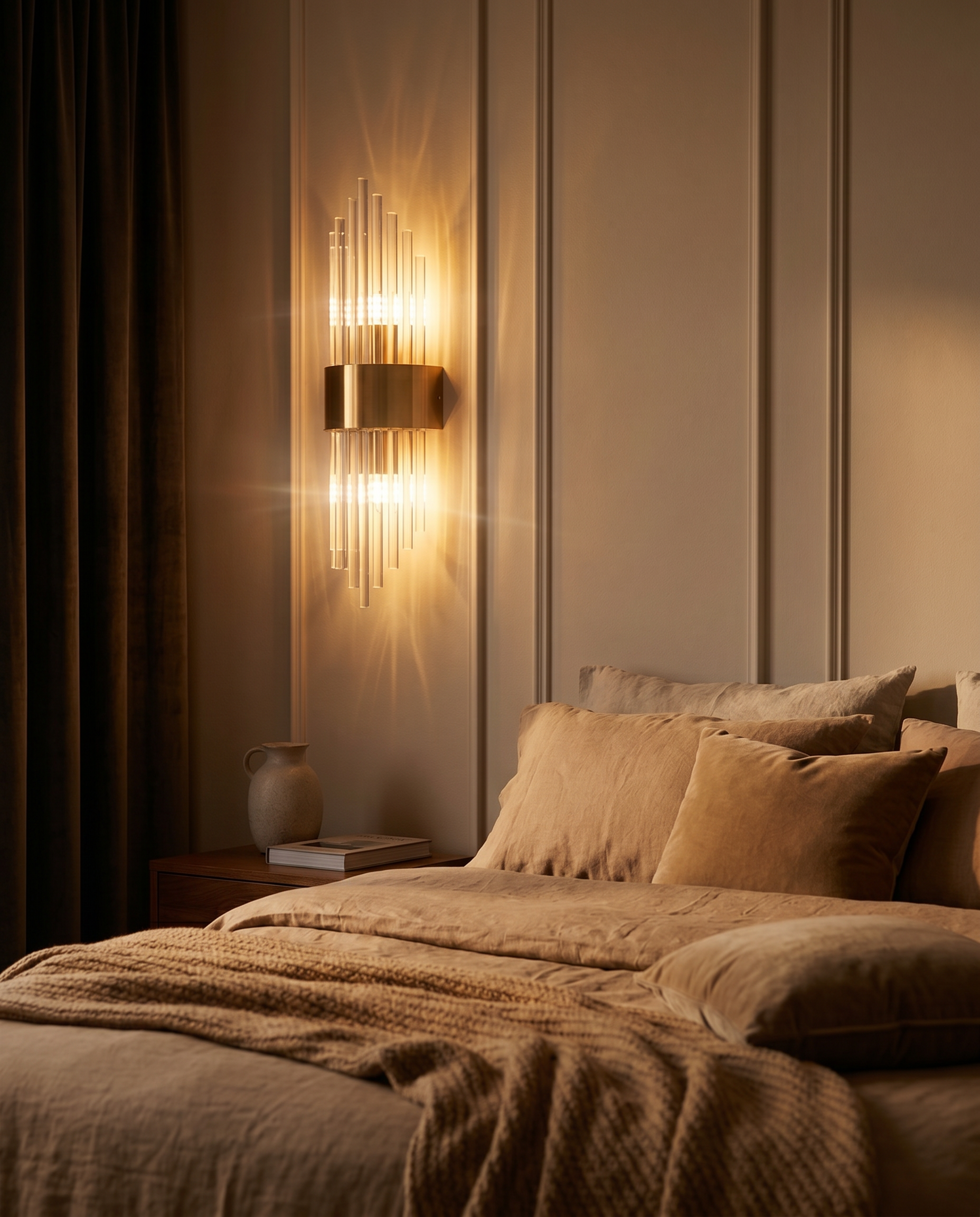Applique cristal dans une chambre elegante