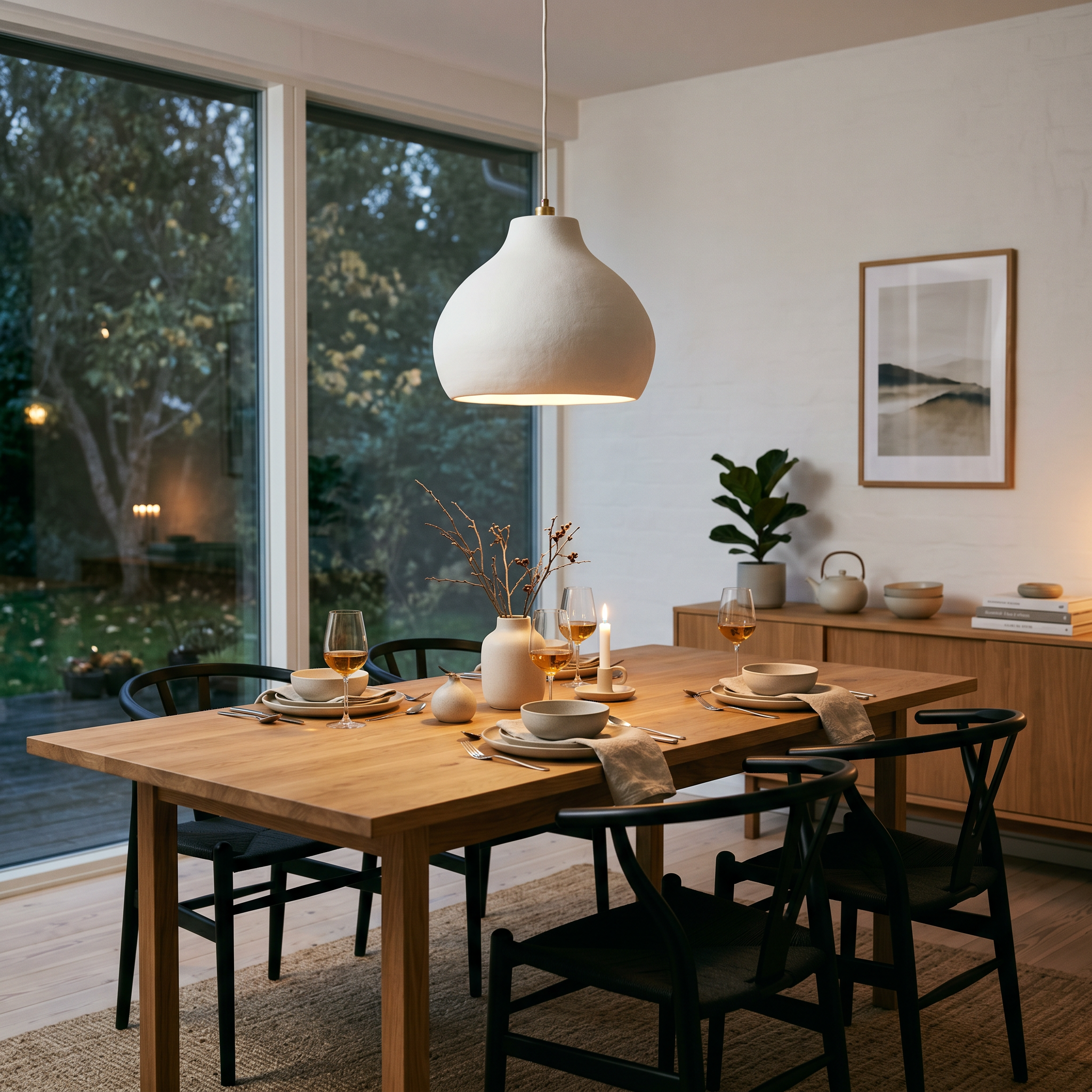 Suspension Ceramique dans une salle a manger