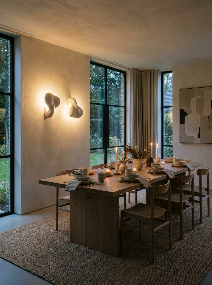 Appliques murales ceramique dans salle a manger elegante