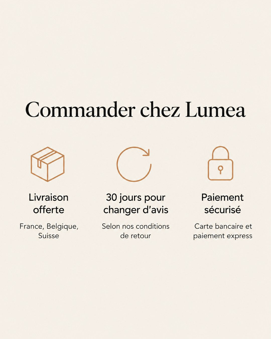 Livraison offerte, 30 jours pour changer d'avis, paiement sécurisé