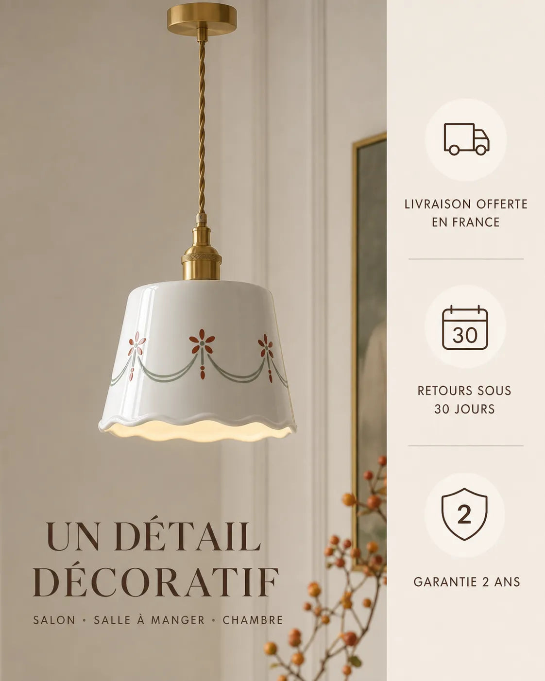 Infographie usages et styles suspension ceramique