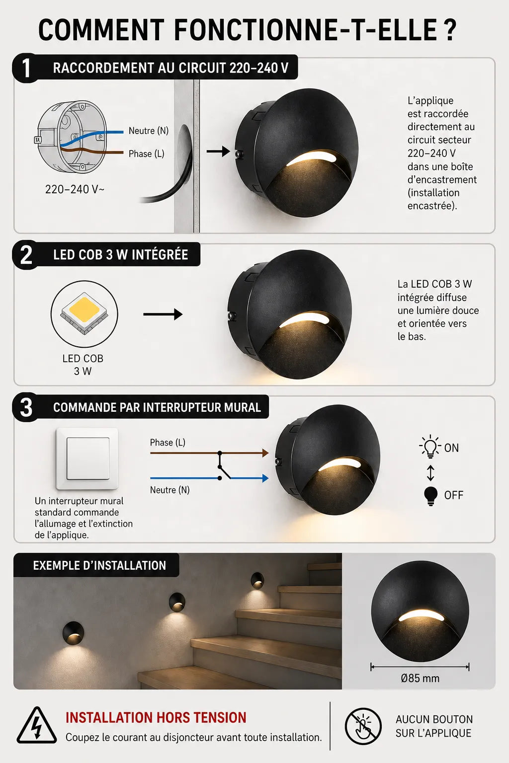 Infographie usages spot encastrable